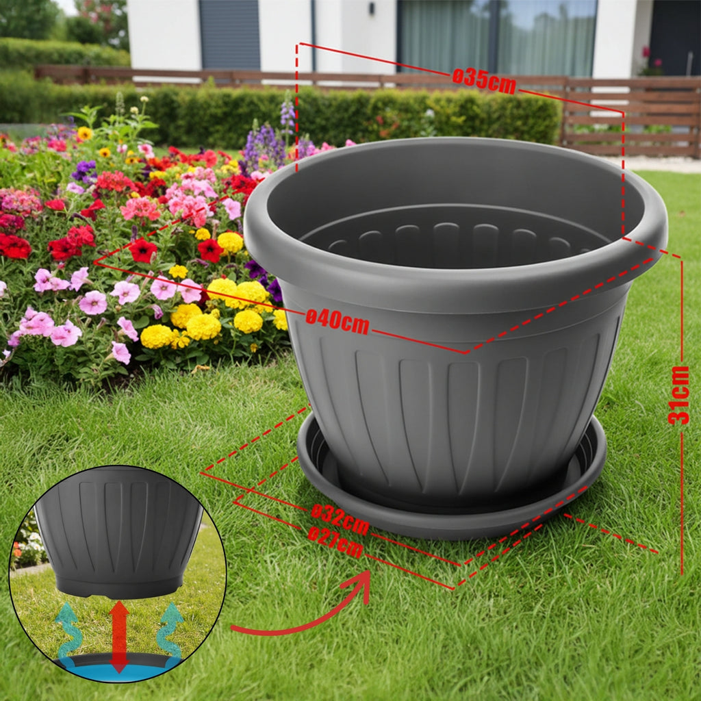 Blumentopf, 40 cm für Garten und Terrasse – Detailansicht 3