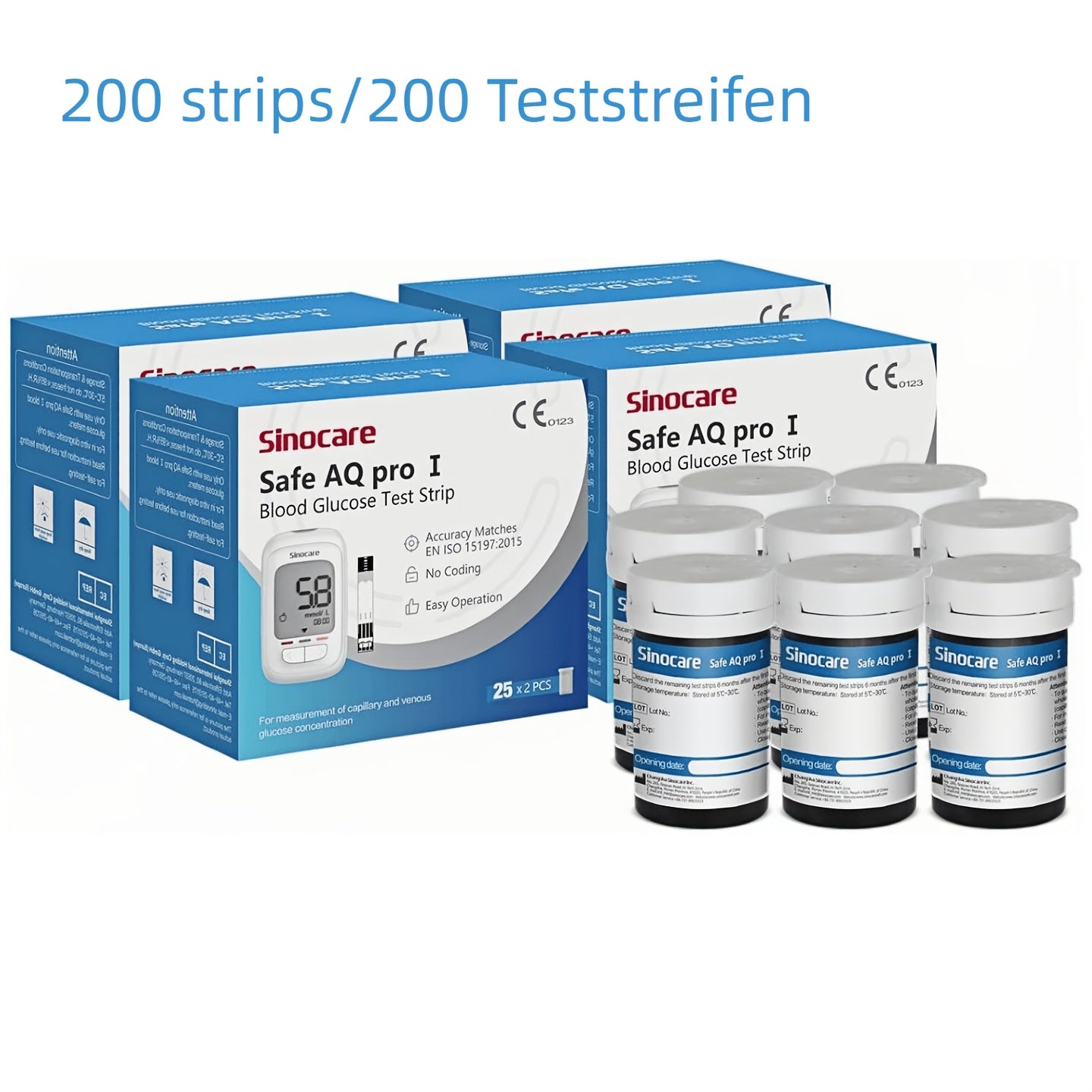 Blutzuckerteststreifen, 200 Streifen ohne Messgerät für unterwegs und Fahrzeug – Detailansicht 2
