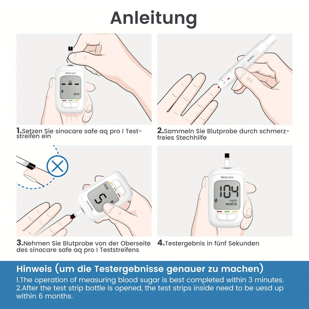 Blutzuckerteststreifen, 200 Streifen ohne Messgerät für unterwegs und Fahrzeug – Detailansicht 5