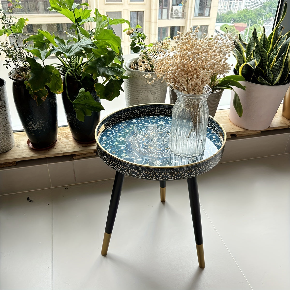 Boho-Chic Runder Couchtisch-Tablett, Bild 4 für Teestunde und Entspannung – Hauptansicht