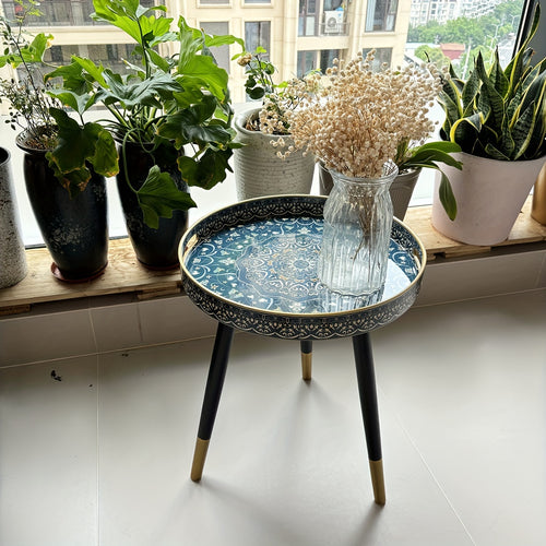 Boho-Chic Runder Couchtisch-Tablett, Bild 4 für Teestunde und Entspannung – Hauptansicht