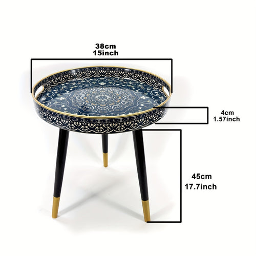 Boho-Chic Runder Couchtisch-Tablett, Bild 4 für Teestunde und Entspannung – Detailansicht 2