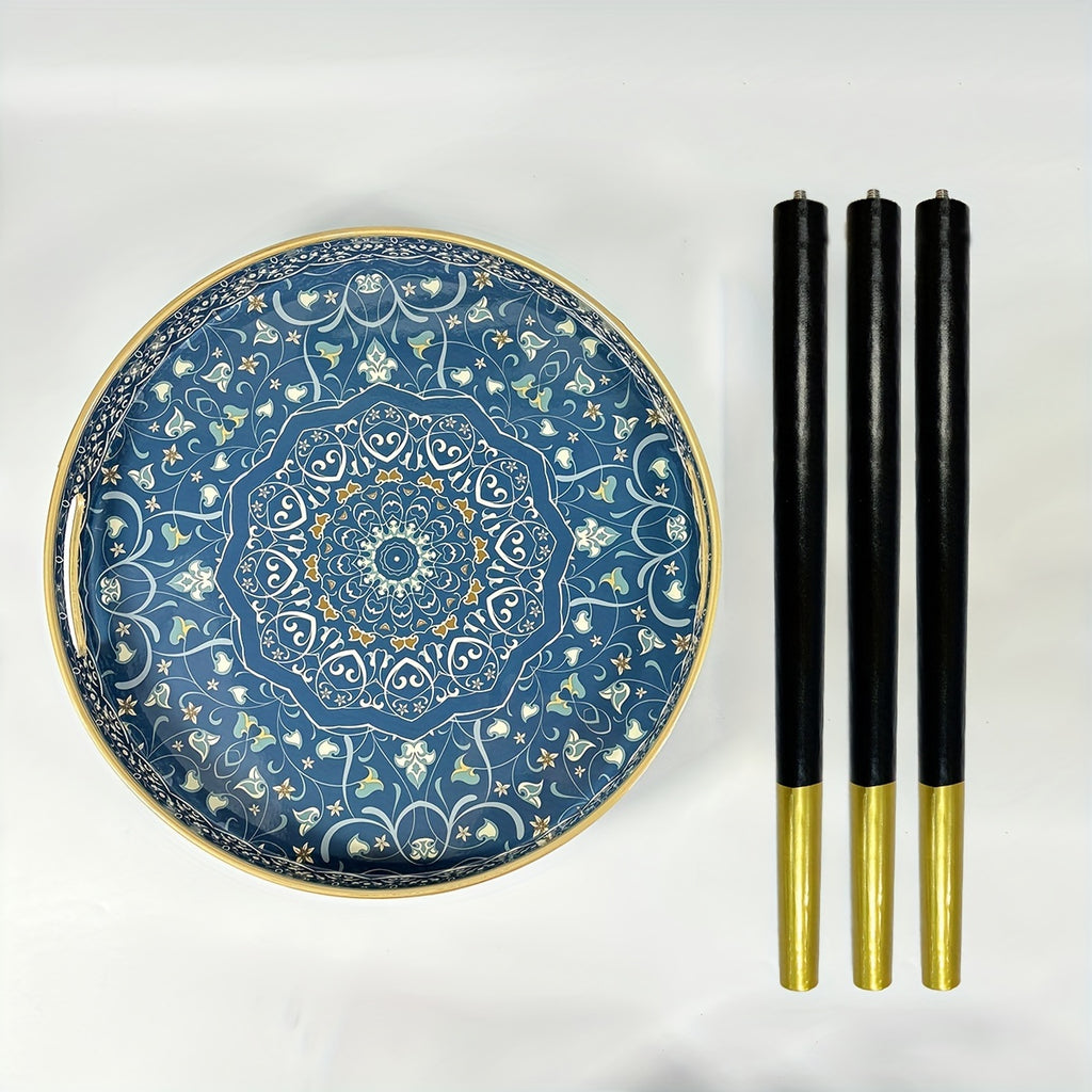 Boho-Chic Runder Couchtisch-Tablett, Bild 4 für Teestunde und Entspannung – Detailansicht 6