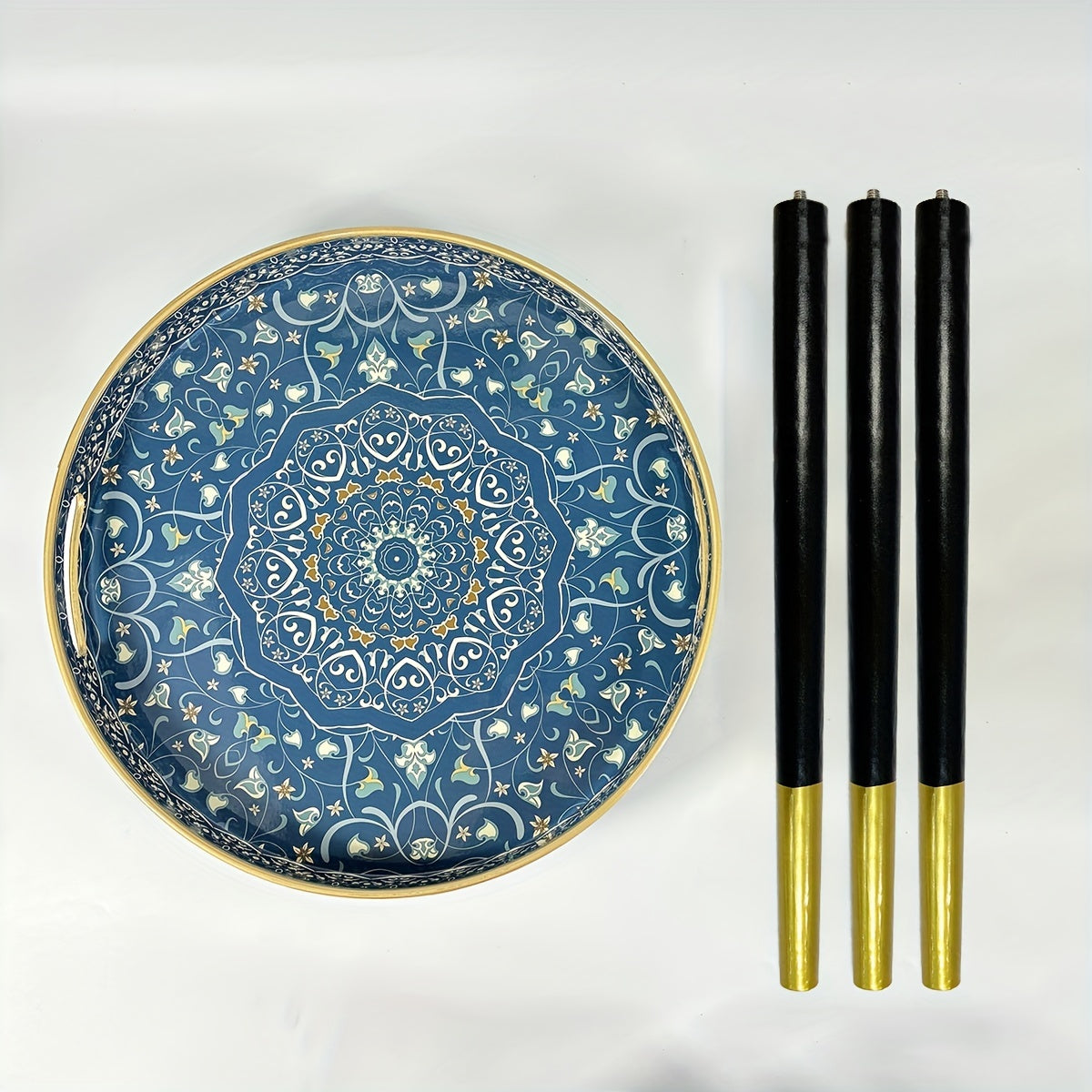 Boho-Chic Runder Couchtisch-Tablett, Bild 4 für Teestunde und Entspannung – Detailansicht 6