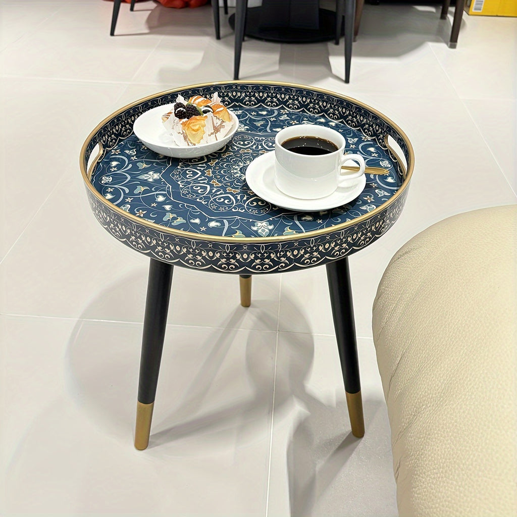 Boho-Chic Runder Couchtisch-Tablett, Bild 4 für Teestunde und Entspannung – Detailansicht 7