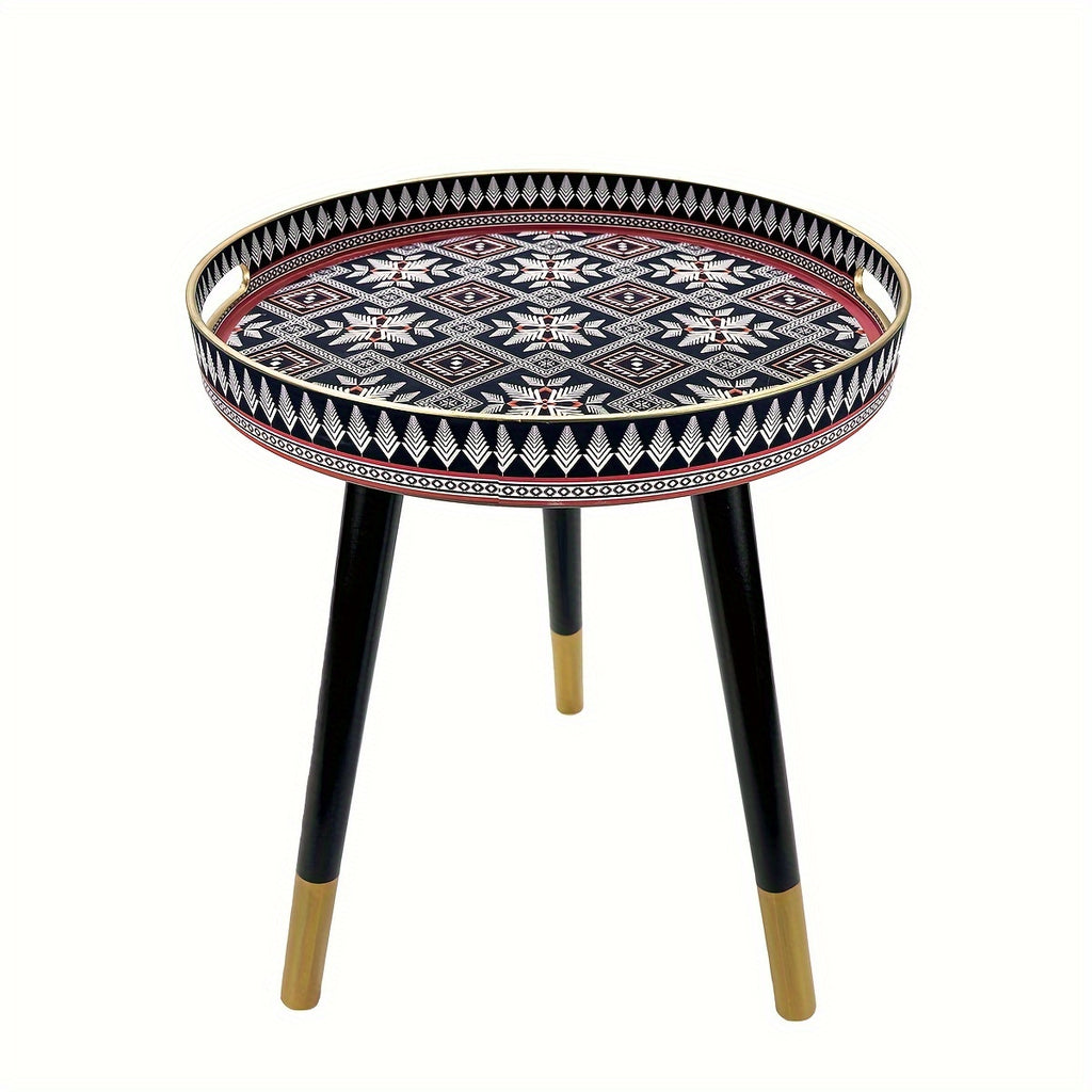 Boho-Chic Runder Couchtisch-Tablett, Bild 4 für Teestunde und Entspannung – Detailansicht 8