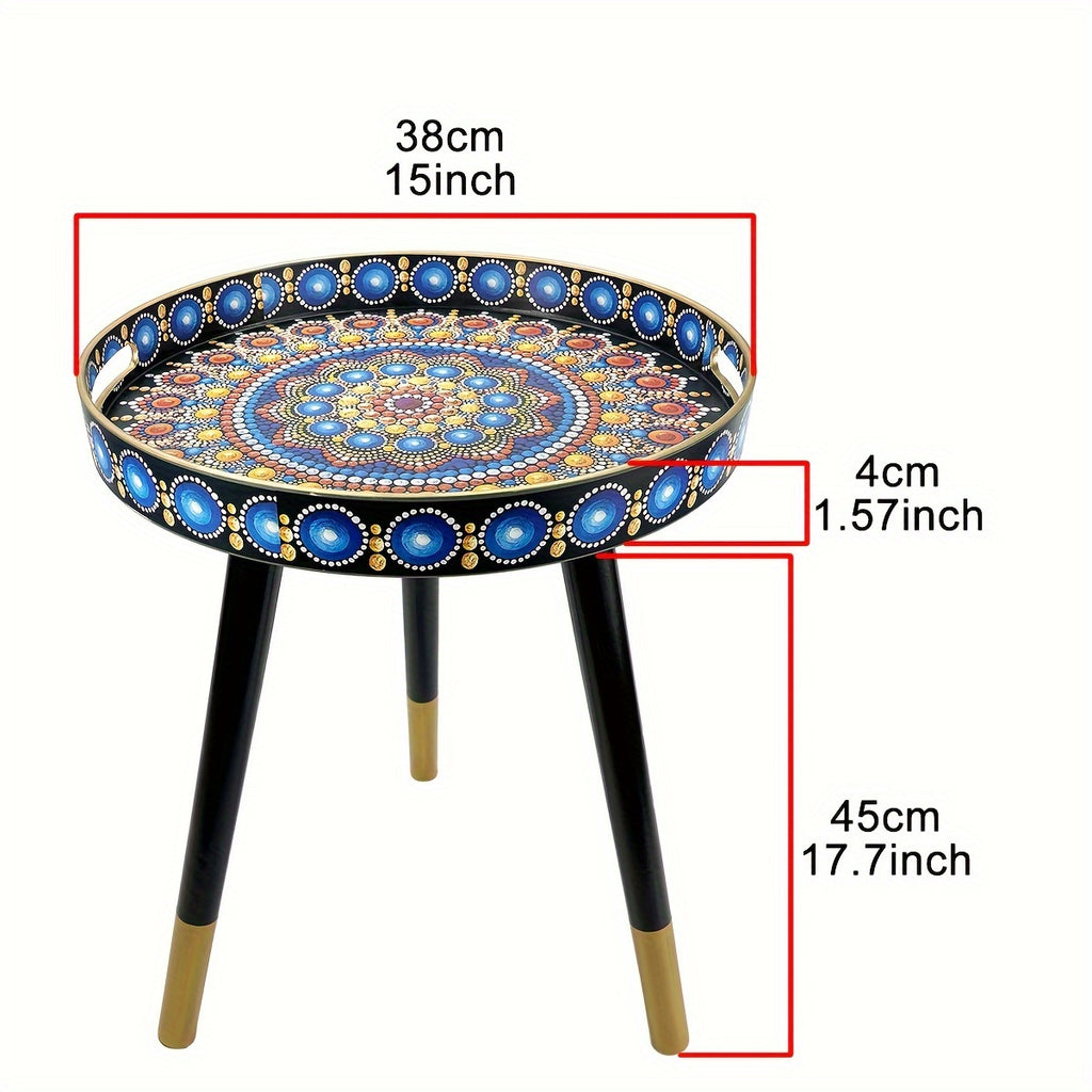 Boho-Chic Runder Couchtisch-Tablett, Bild 4 für Teestunde und Entspannung – Detailansicht 10
