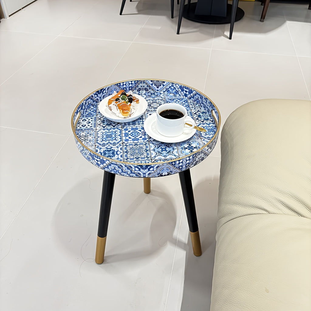 Boho-Chic Runder Couchtisch-Tablett, Bild 4 für Teestunde und Entspannung – Detailansicht 13