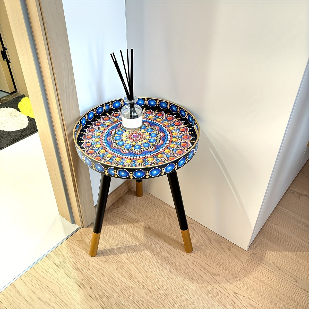 Boho-Chic Runder Couchtisch-Tablett, Bild 4 für Teestunde und Entspannung – Detailansicht 14