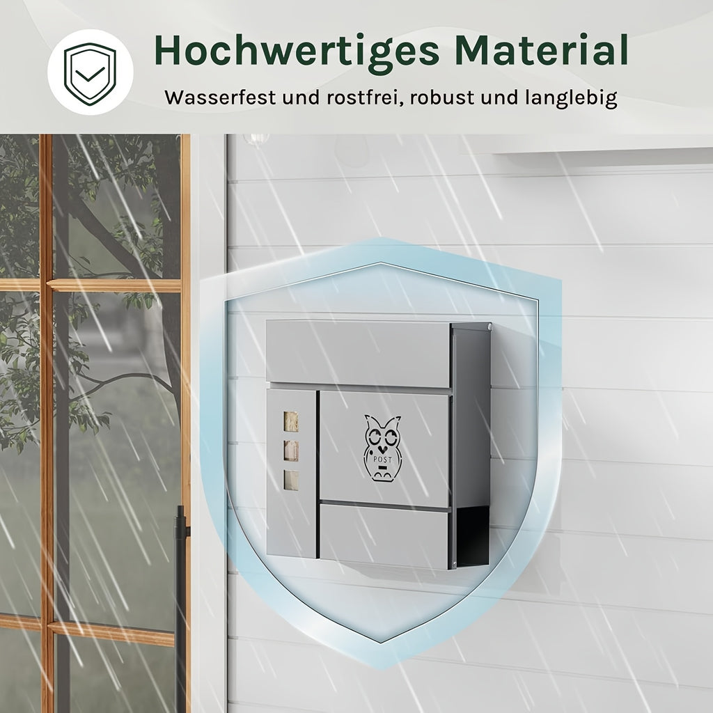 Briefkasten für die Wand, 37 x 37 x 10,5 cm für die Wand und Alltag – Hauptansicht