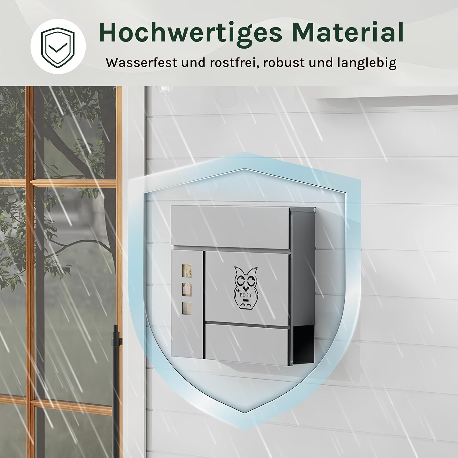 Briefkasten für die Wand, 37 x 37 x 10,5 cm für die Wand und Alltag – Hauptansicht