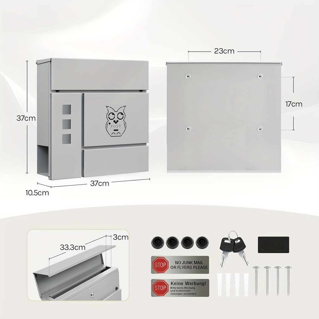 Briefkasten für die Wand, 37 x 37 x 10,5 cm für die Wand und Alltag – Detailansicht 2