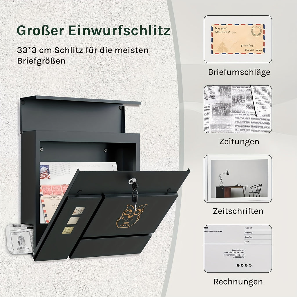 Briefkasten für die Wand, 37 x 37 x 10,5 cm für die Wand und Alltag – Detailansicht 7
