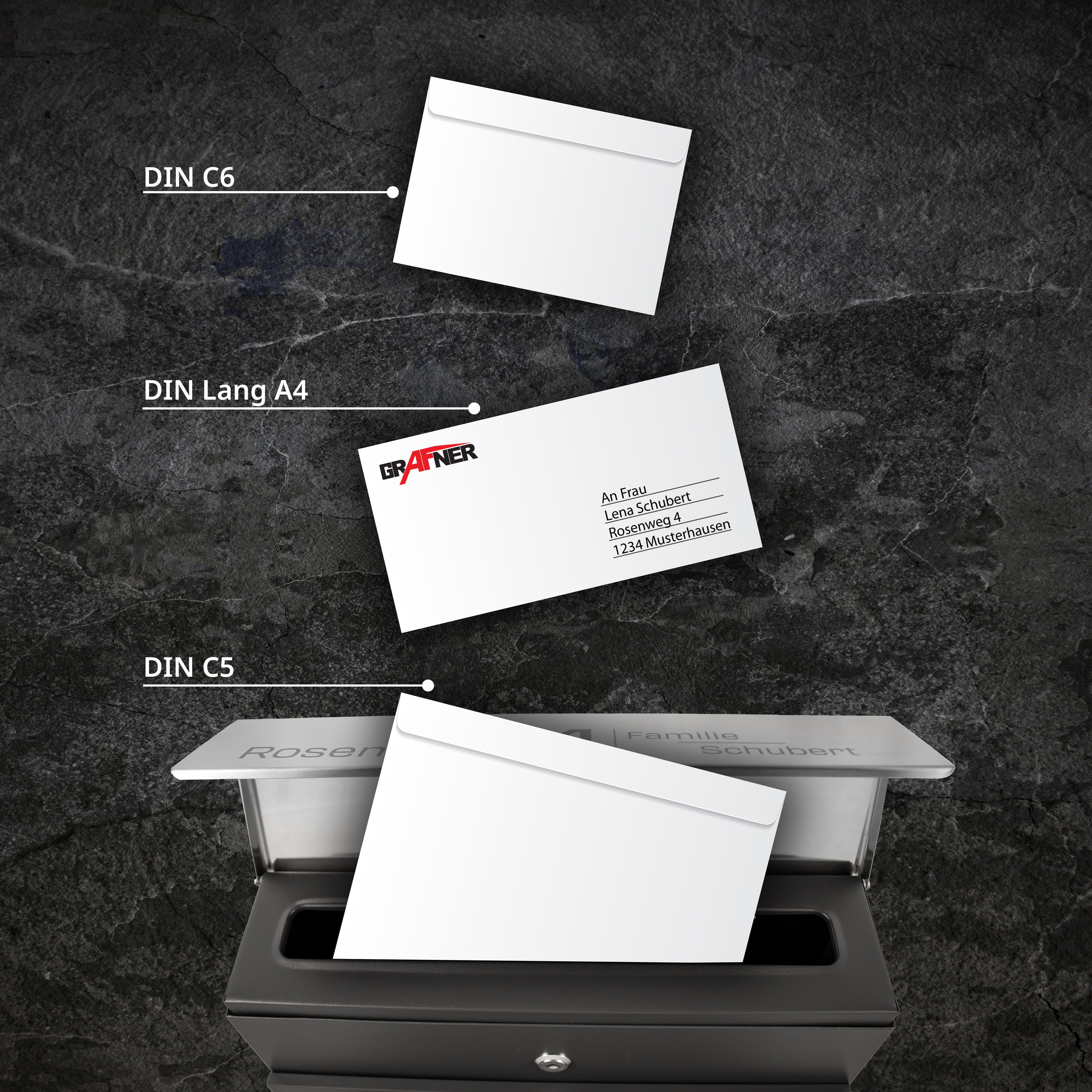 Briefkasten personalisiert, anthrazit RAL7016 für Alltag und Zuhause – Detailansicht 6