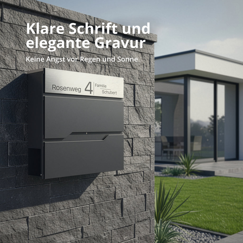 Briefkasten personalisiert, anthrazit RAL7016 für Alltag und Zuhause – Detailansicht 11