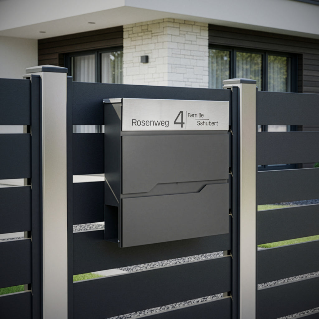 Briefkasten personalisiert, anthrazit RAL7016 für Alltag und Zuhause – Detailansicht 12