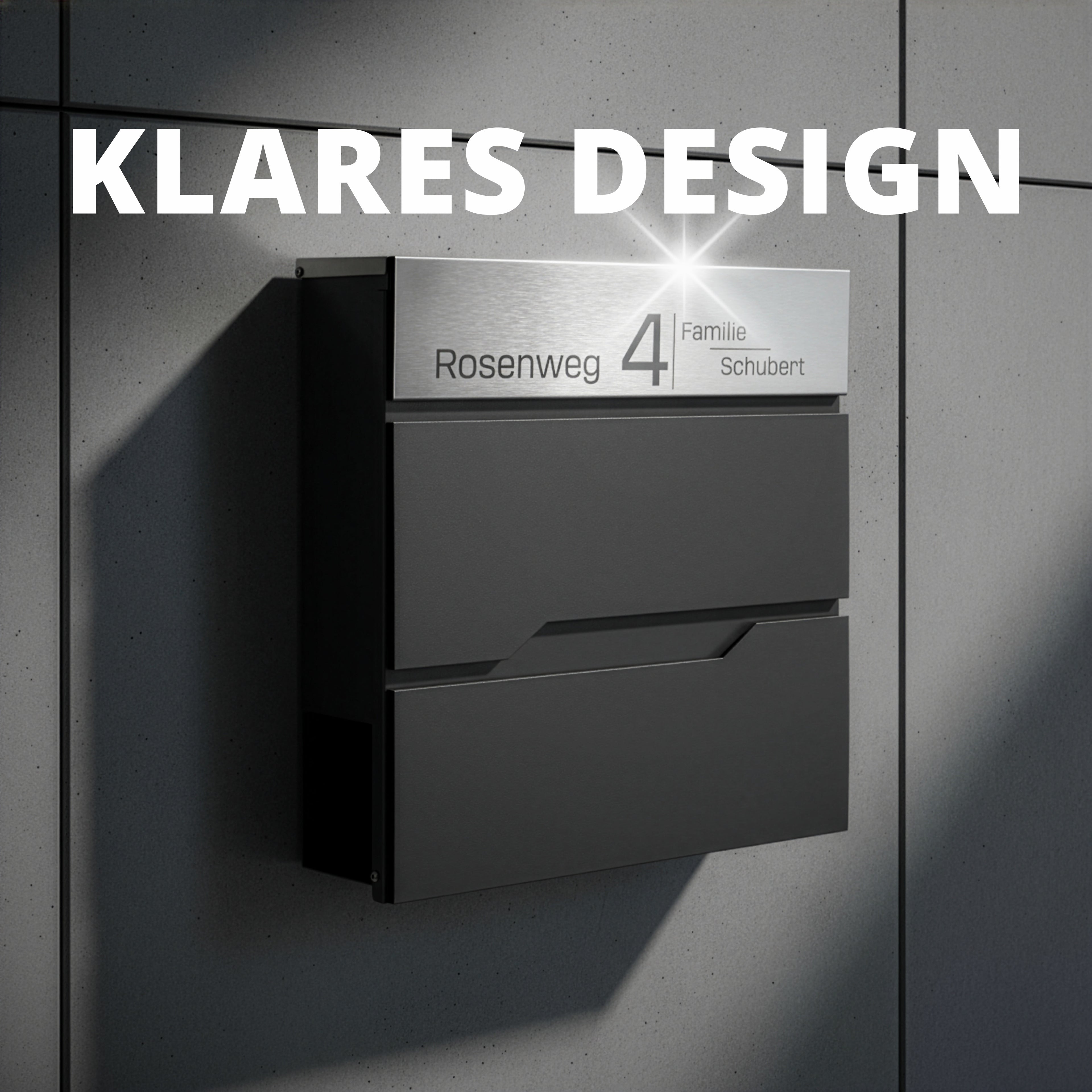 Briefkasten personalisiert, anthrazit RAL7016 für Alltag und Zuhause – Detailansicht 13