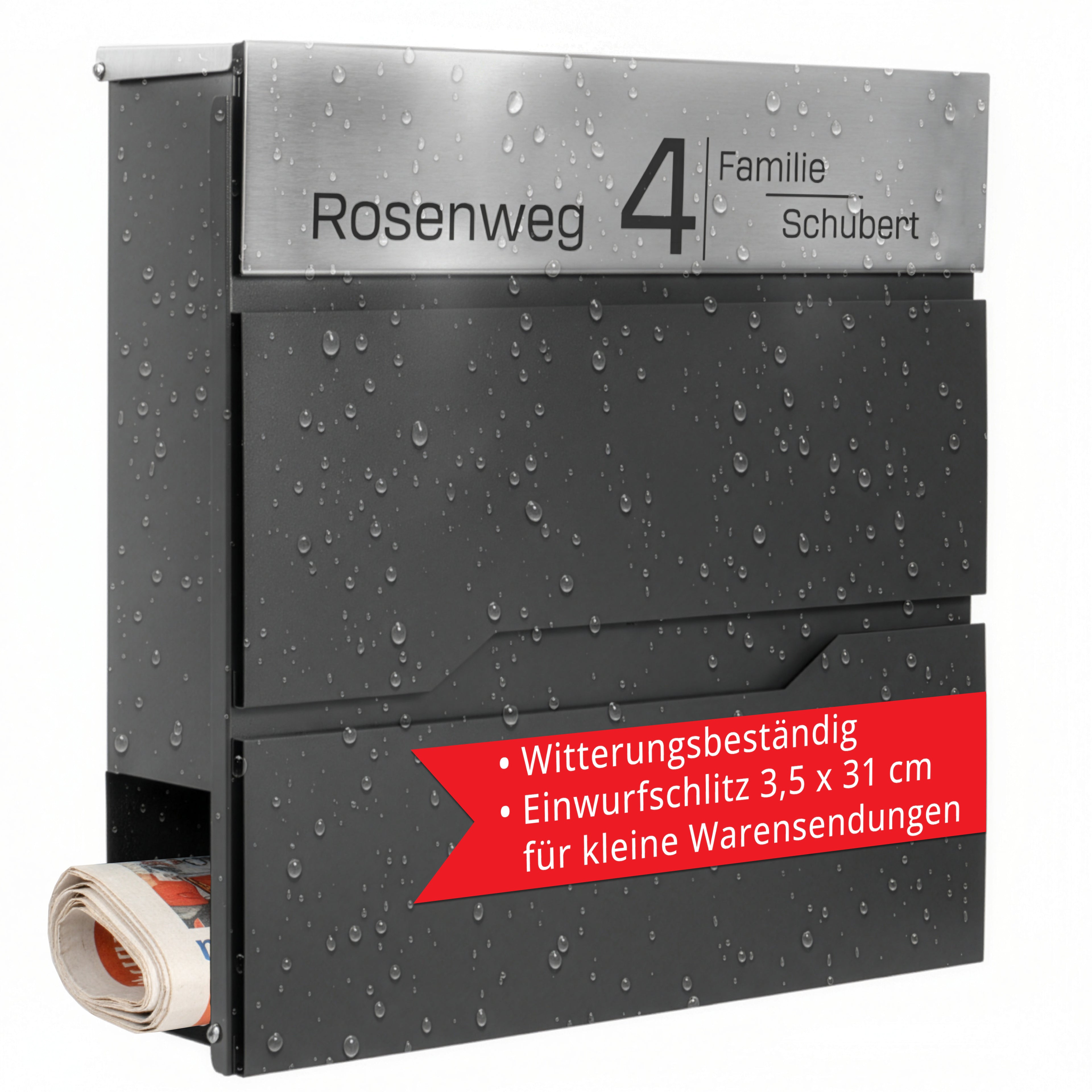 Briefkasten personalisiert, anthrazit RAL7016 für Alltag und Zuhause – Detailansicht 14