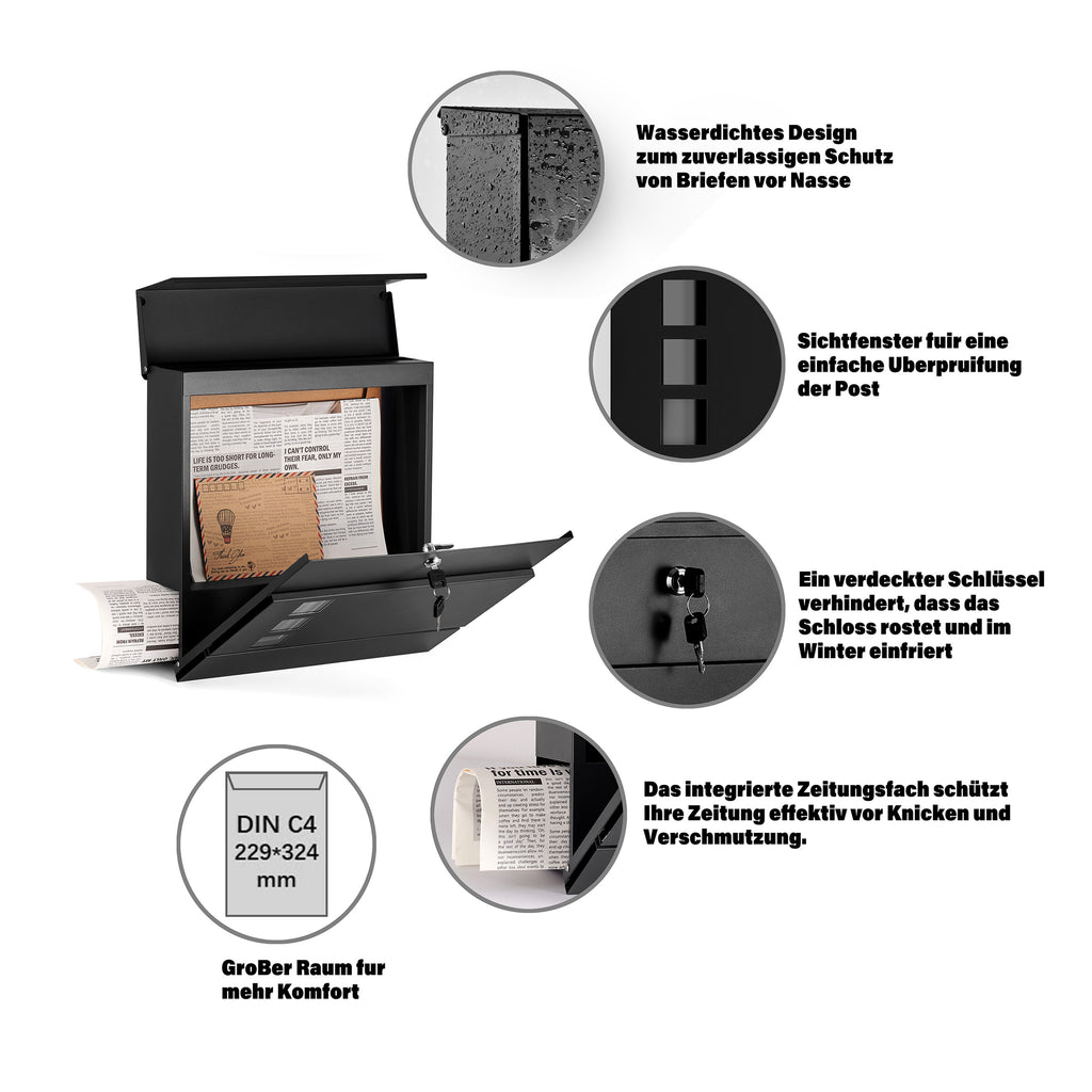 Briefkasten Wandbriefkasten Postkasten Briefkästen, 100mm für Alltag und Zuhause – Detailansicht 2