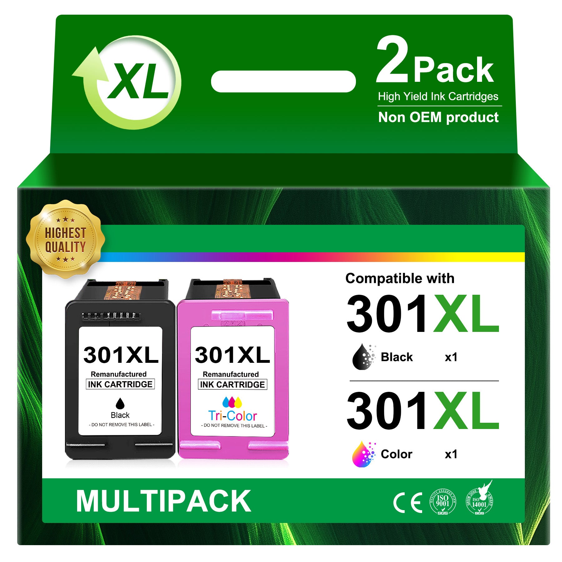 Buch 301XL Tintenpatronen kompatibel mit HP 301 XL 301XL für HP Envy 4500, 750 Seiten für Büro – Hauptansicht