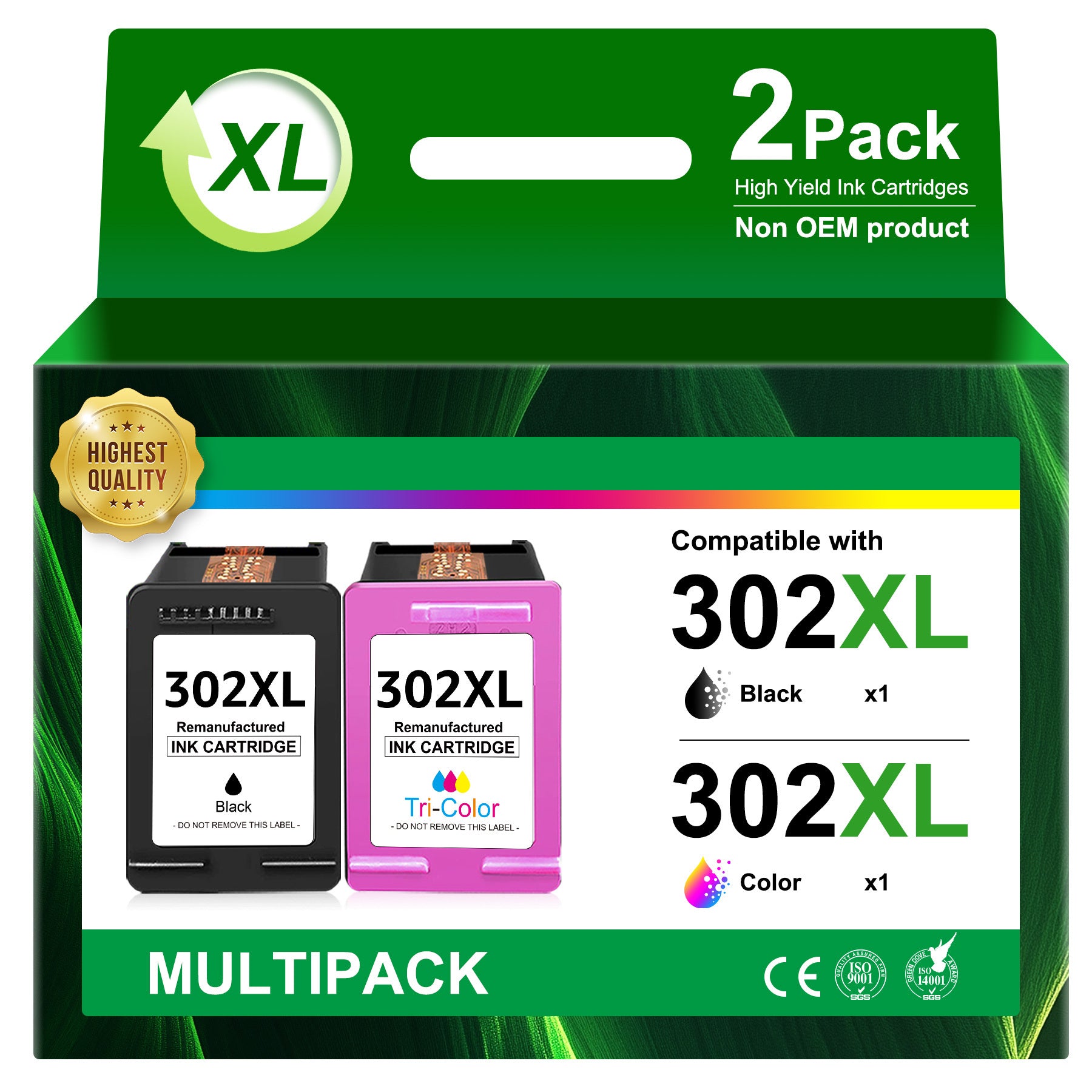 Buch 302 XL Multipack Ersatz für HP 302 Druckerpatronen, 750 Seiten für Drucken zu Hause und Büro – Hauptansicht