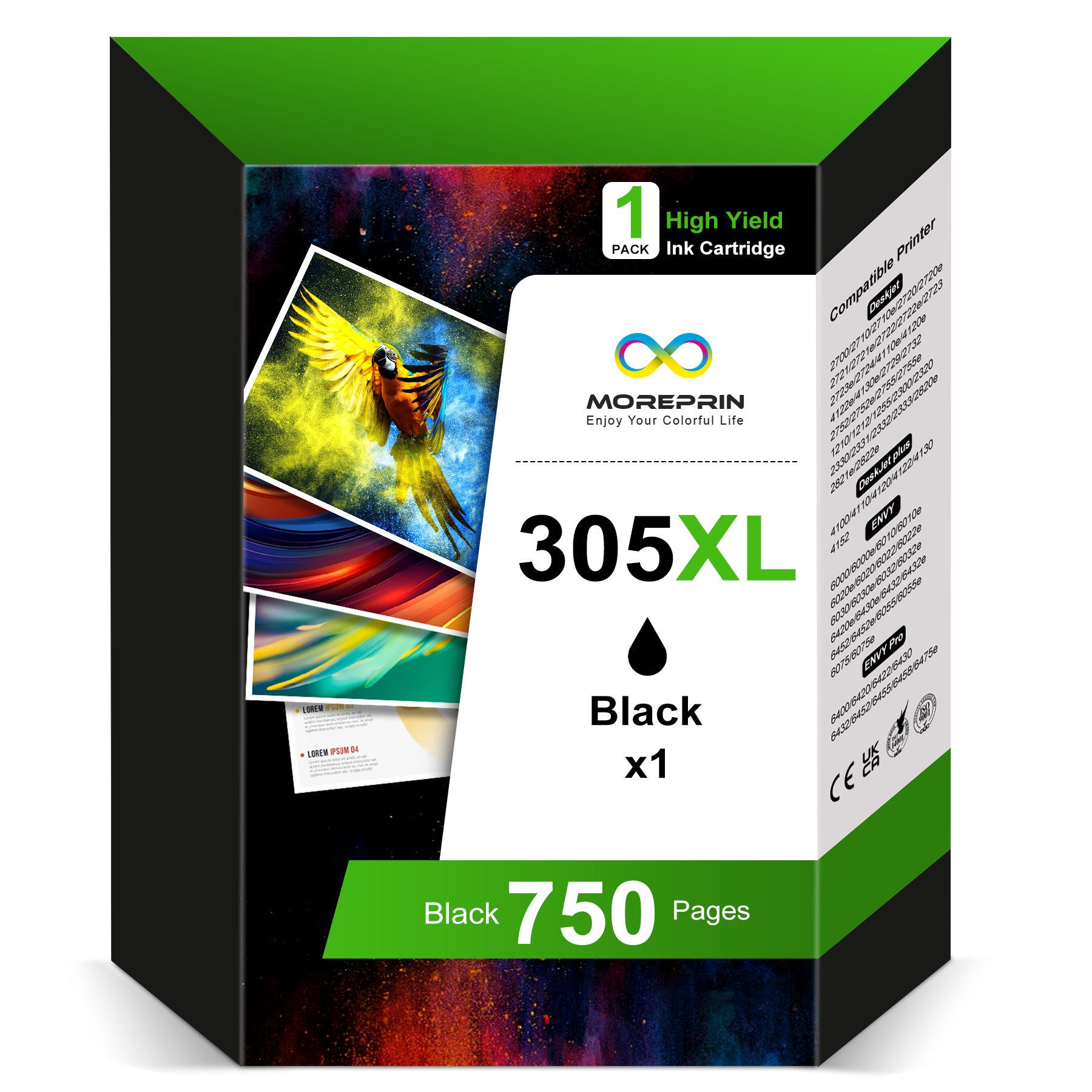 Buch 305XL Druckerpatronen Schwarz, kompatibel mit HP 305 Schwarz, 600 Seiten für Drucken zu Hause und Büro – Hauptansicht