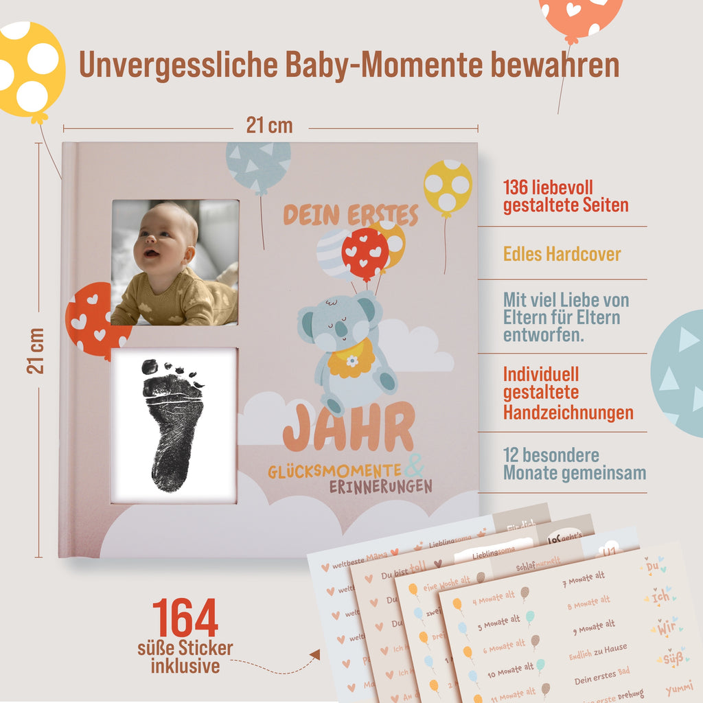 Buch colortouch Babyalbum Dein erstes Lebensjahr mit Sticker Set, Baby, Hardcover für Babypartys und Alltag – Hauptansicht