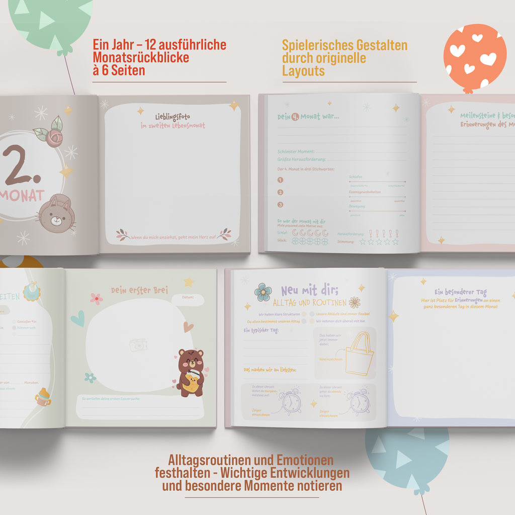 Buch colortouch Babyalbum Dein erstes Lebensjahr mit Sticker Set, Baby, Hardcover für Babypartys und Alltag – Detailansicht 4