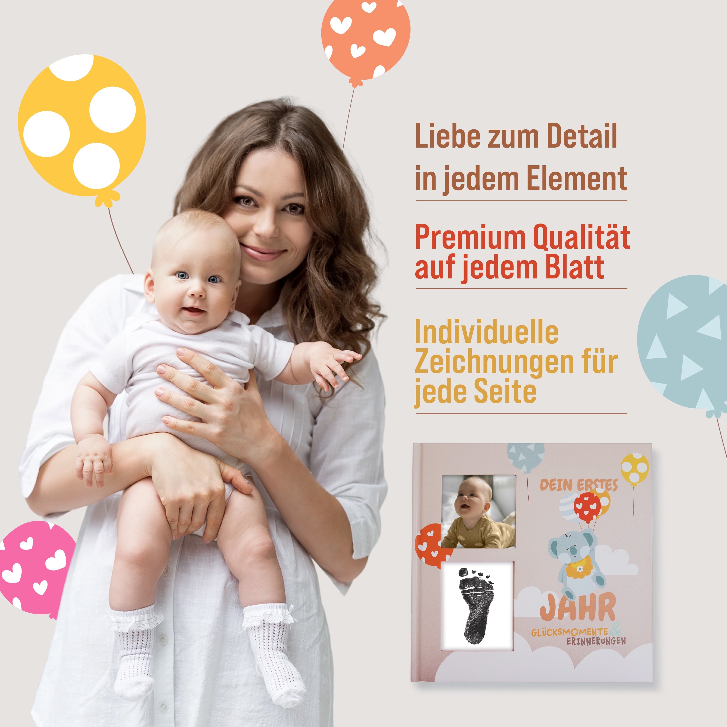 Buch colortouch Babyalbum Dein erstes Lebensjahr mit Sticker Set, Baby, Hardcover für Babypartys und Alltag – Detailansicht 6