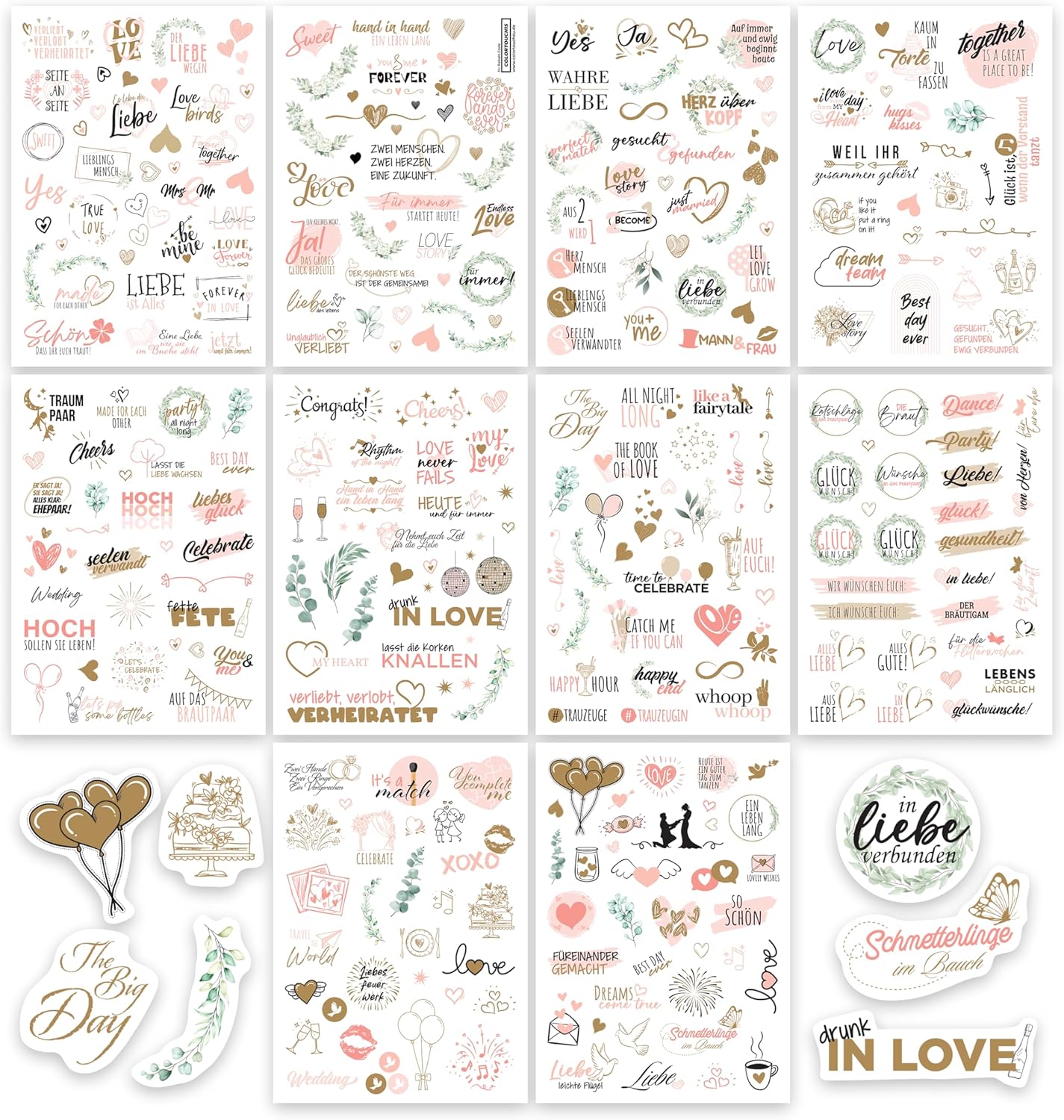 Buch colortouch Hochzeit Sticker Gästebuch (325 Motive), Aufkleber, Deutsch für Fotoalbum und Scrapbook – Detailansicht 7