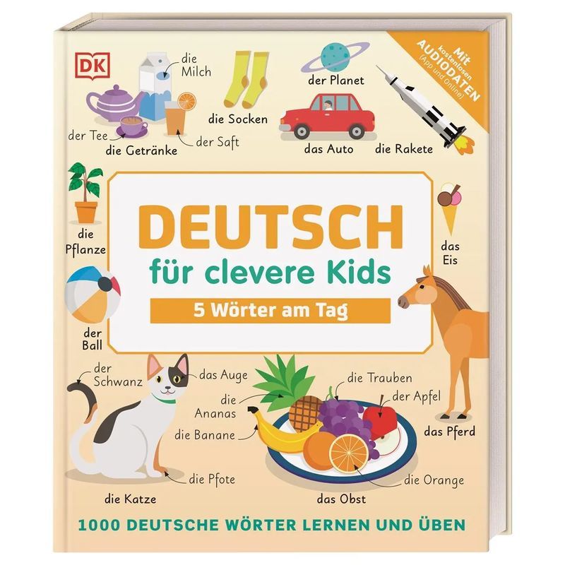 Buch Deutsch für clevere Kids, 5 Wörter am Tag, 1000 deutsche Wörter, Taschenbuch für Hobby – Hauptansicht