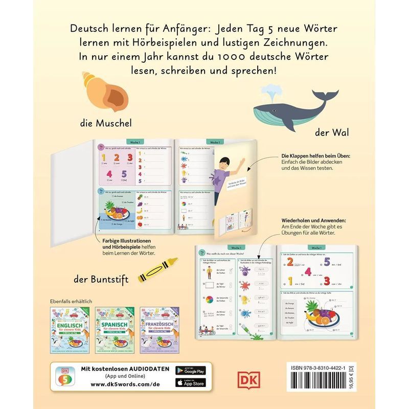Buch Deutsch für clevere Kids, 5 Wörter am Tag, 1000 deutsche Wörter, Taschenbuch für Hobby – Detailansicht 2