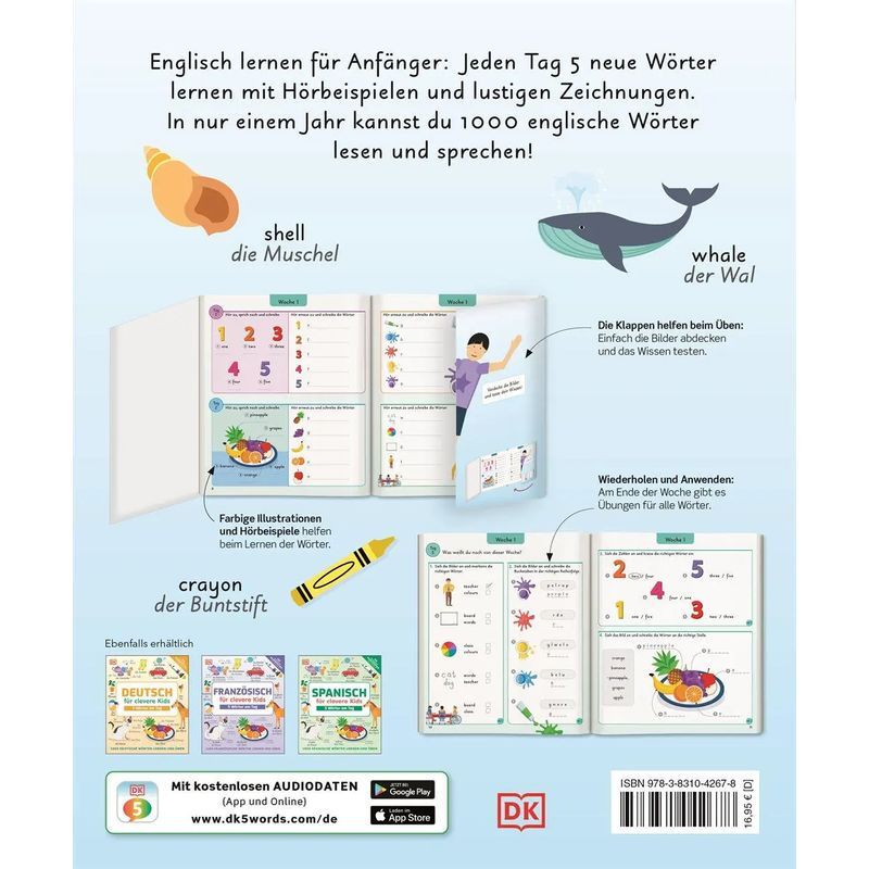 Buch Englisch für clevere Kids, 5 Wörter am Tag, 1000 englische Wörter, Taschenbuch für Kreativprojekte – Detailansicht 2