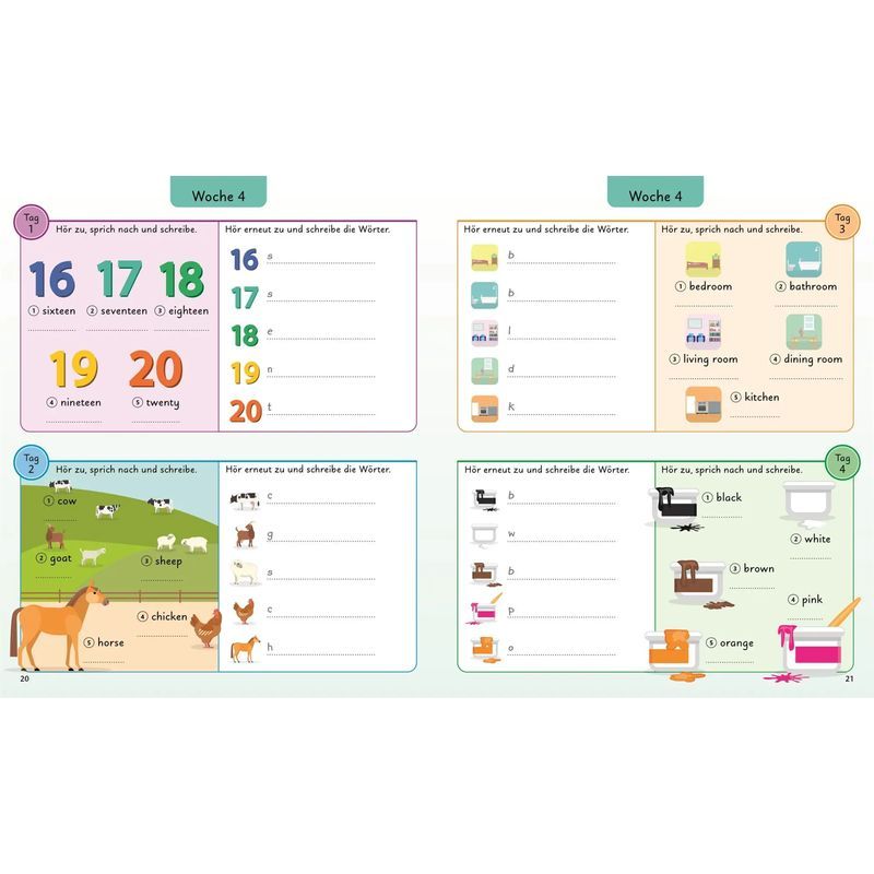 Buch Englisch für clevere Kids, 5 Wörter am Tag, 1000 englische Wörter, Taschenbuch für Kreativprojekte – Detailansicht 4