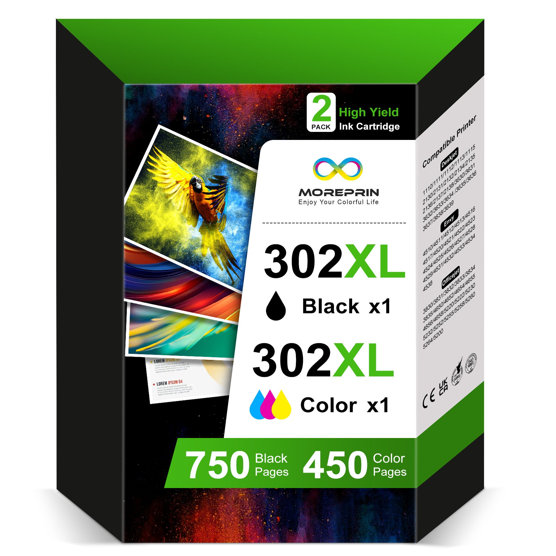Buch Kompatible HP 302XL HP 302 Schwarz Farbdruckerpatrone für HP DeskJet, 750 Seiten für Drucken zu Hause – Hauptansicht