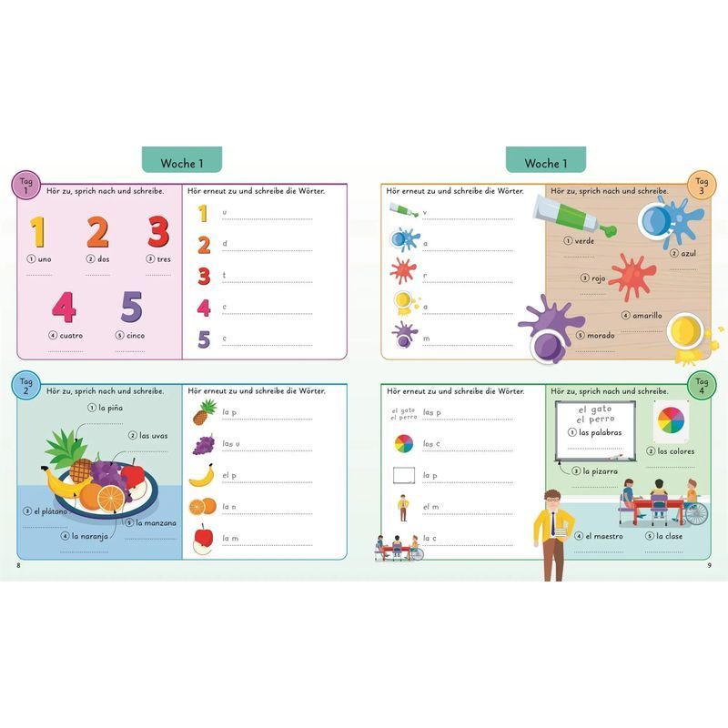 Buch Spanisch für clevere Kids 5 Wörter am Tag, Taschenbuch für Hobby und Kreativprojekte – Detailansicht 3