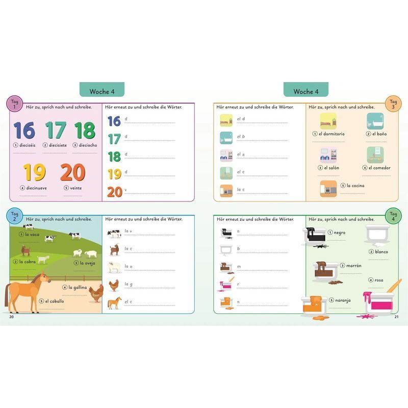 Buch Spanisch für clevere Kids 5 Wörter am Tag, Taschenbuch für Hobby und Kreativprojekte – Detailansicht 4