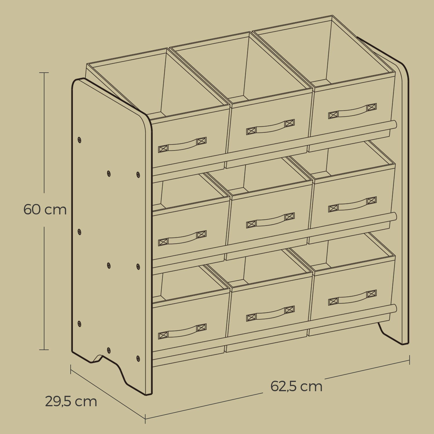 Bücherregal, 29,5 x 62,5 x 60 cm für Wohnzimmer und Arbeitszimmer – Detailansicht 3
