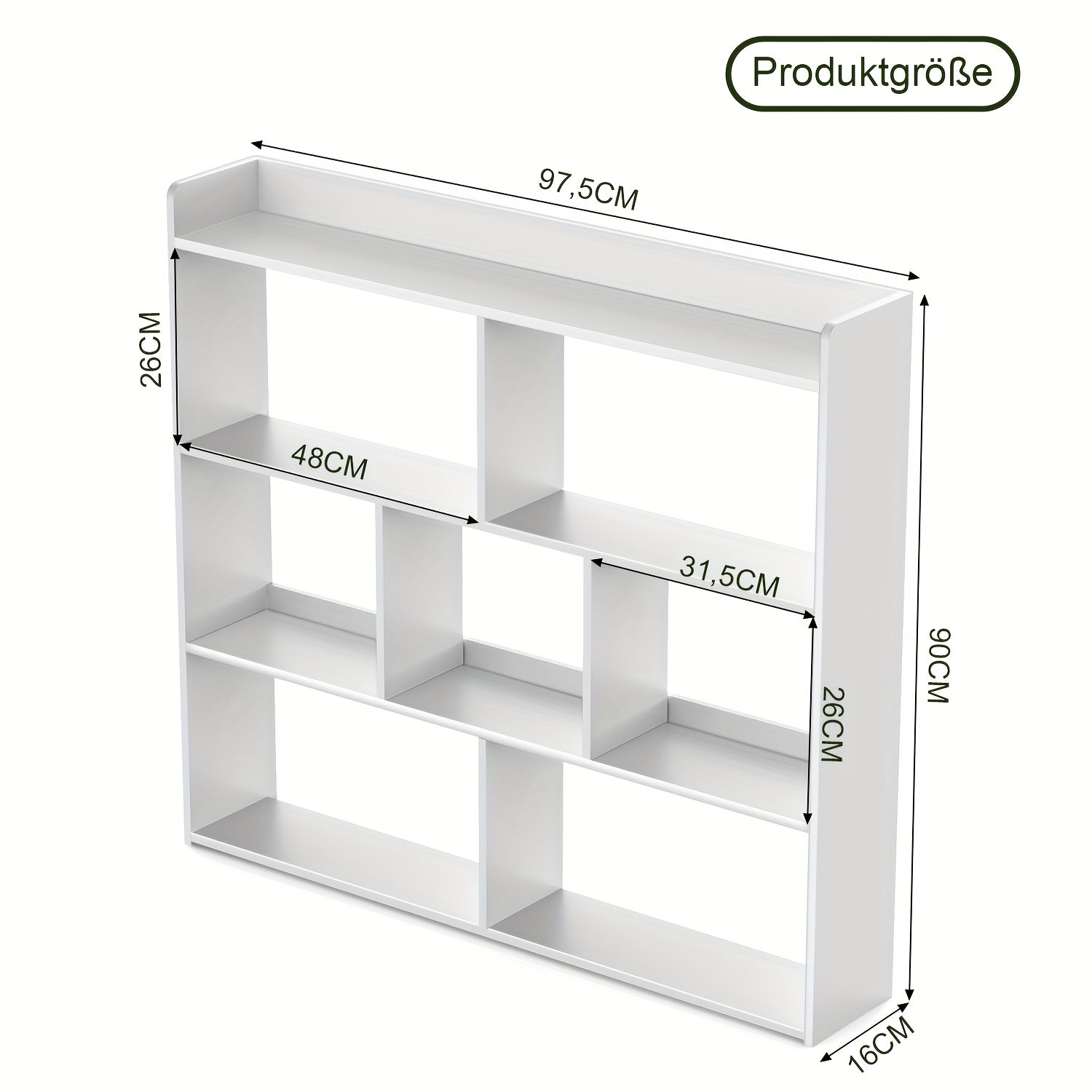 Bücherregal, 90cm für Arbeitszimmer und Wohnzimmer – Detailansicht 4
