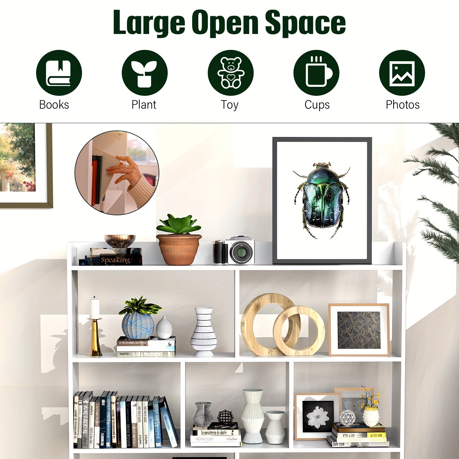 Bücherregal, 90cm für Arbeitszimmer und Wohnzimmer – Detailansicht 7