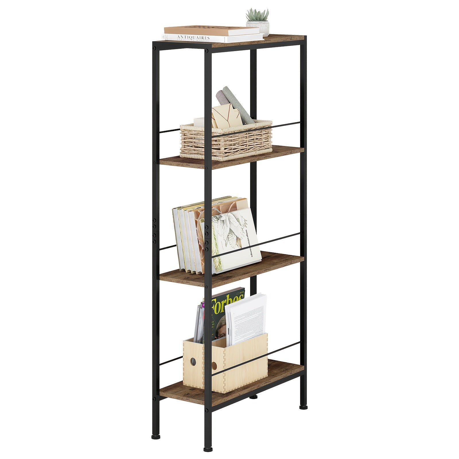 Bücherregal, Helle Holzmaserung + Weiß für Wohnzimmer – Detailansicht 5