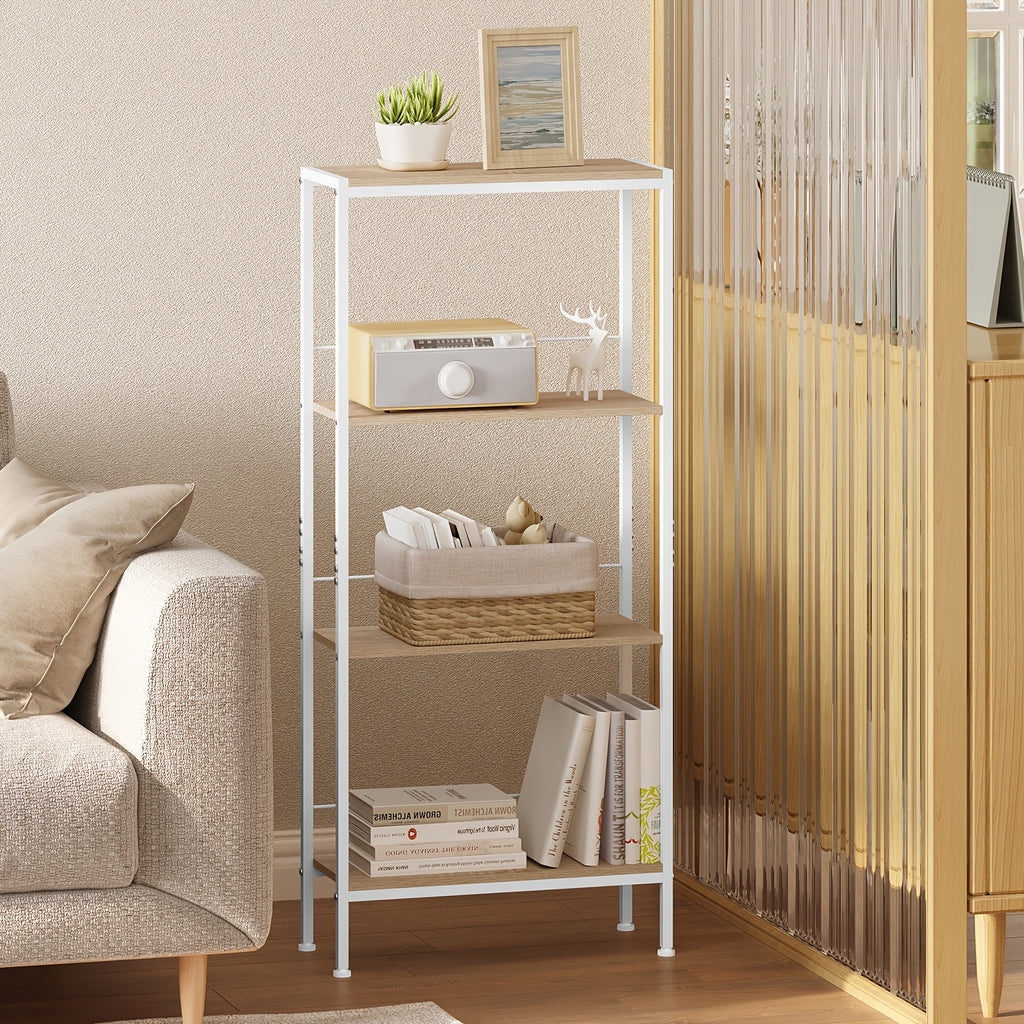 Bücherregal, Helle Holzmaserung + Weiß für Wohnzimmer – Detailansicht 6