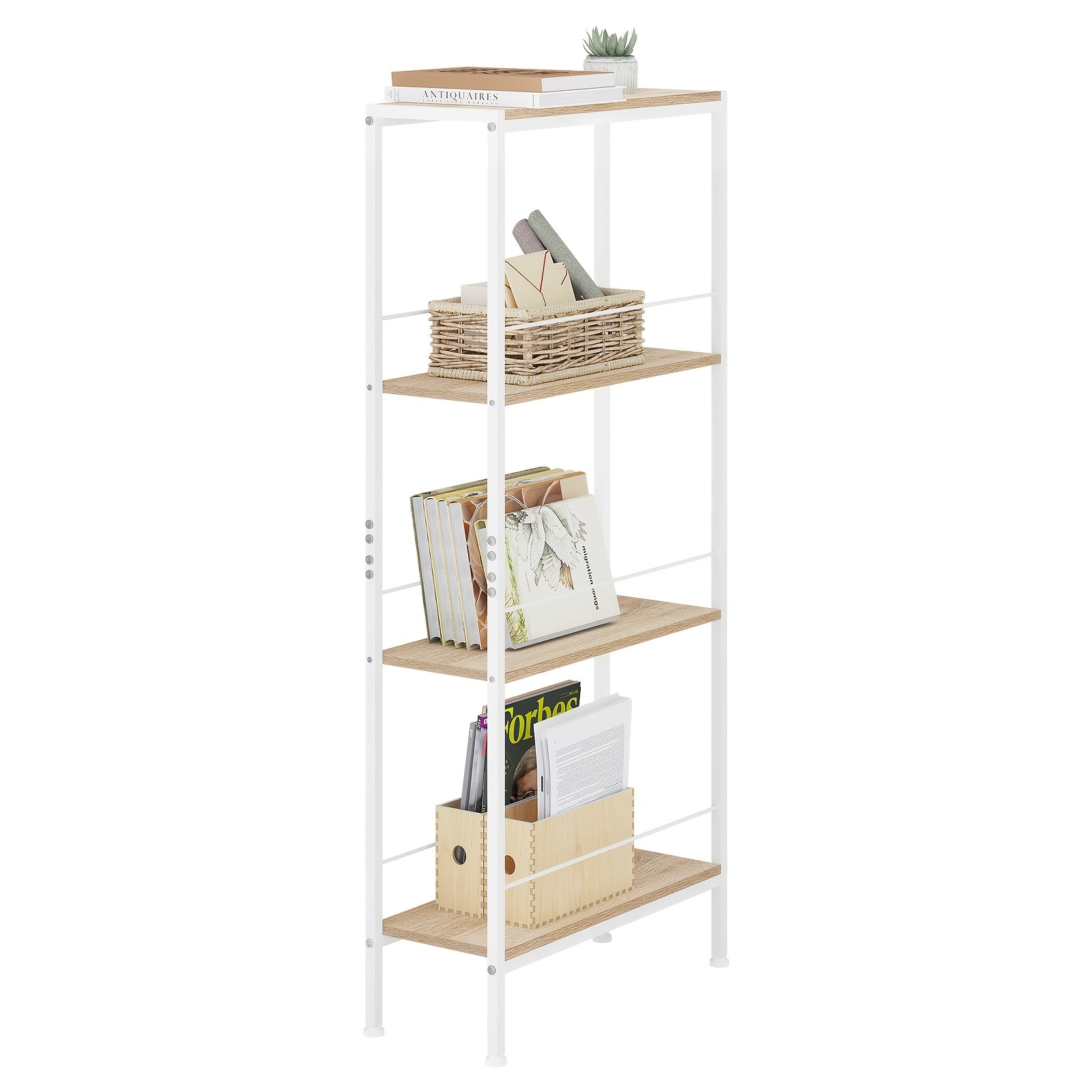 Bücherregal, Helle Holzmaserung + Weiß für Wohnzimmer – Detailansicht 7