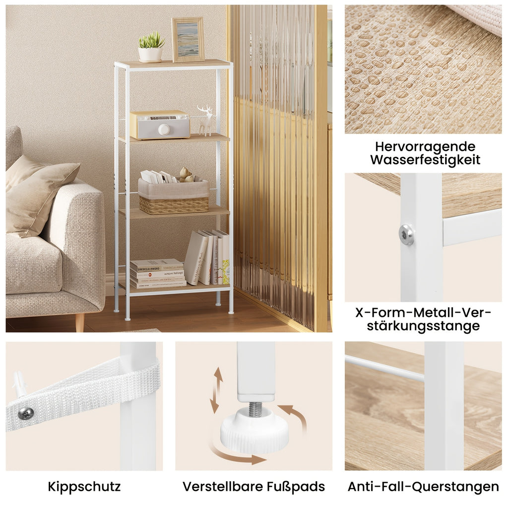Bücherregal, Helle Holzmaserung + Weiß für Wohnzimmer – Detailansicht 9