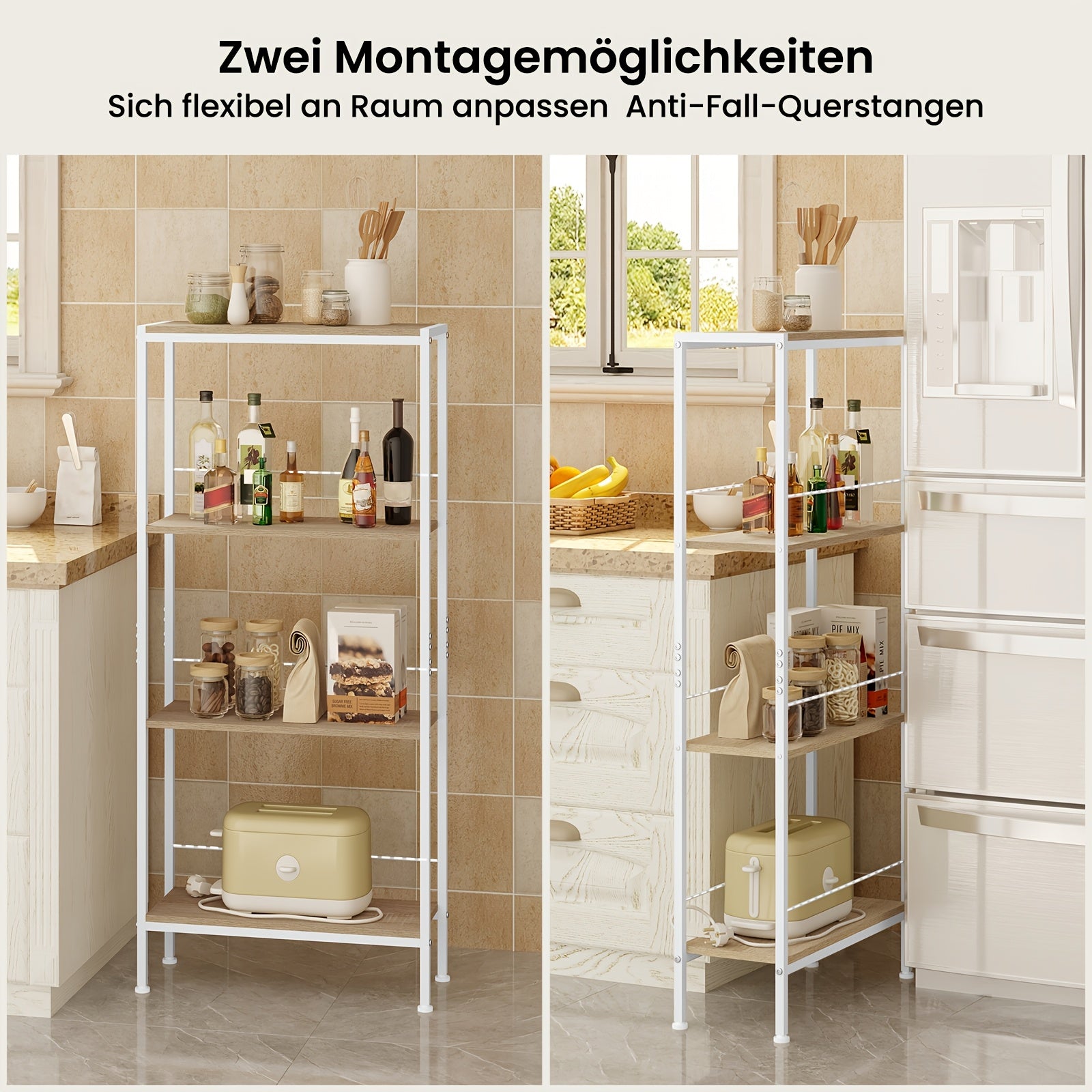 Bücherregal, Helle Holzmaserung + Weiß für Wohnzimmer – Detailansicht 10