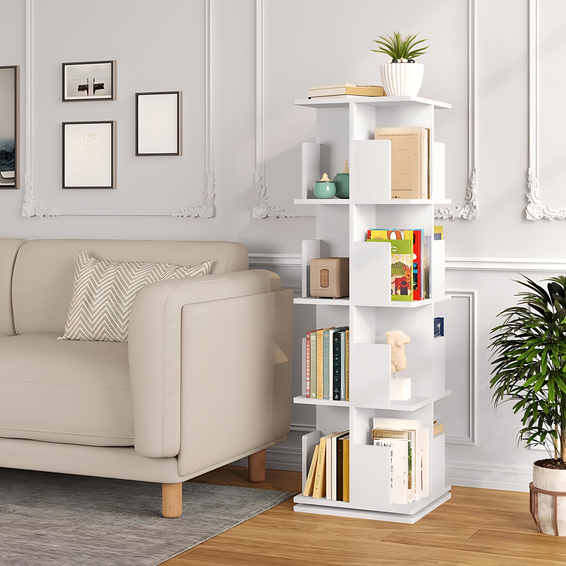 Bücherregal, Weiß für Arbeitszimmer – Detailansicht 2