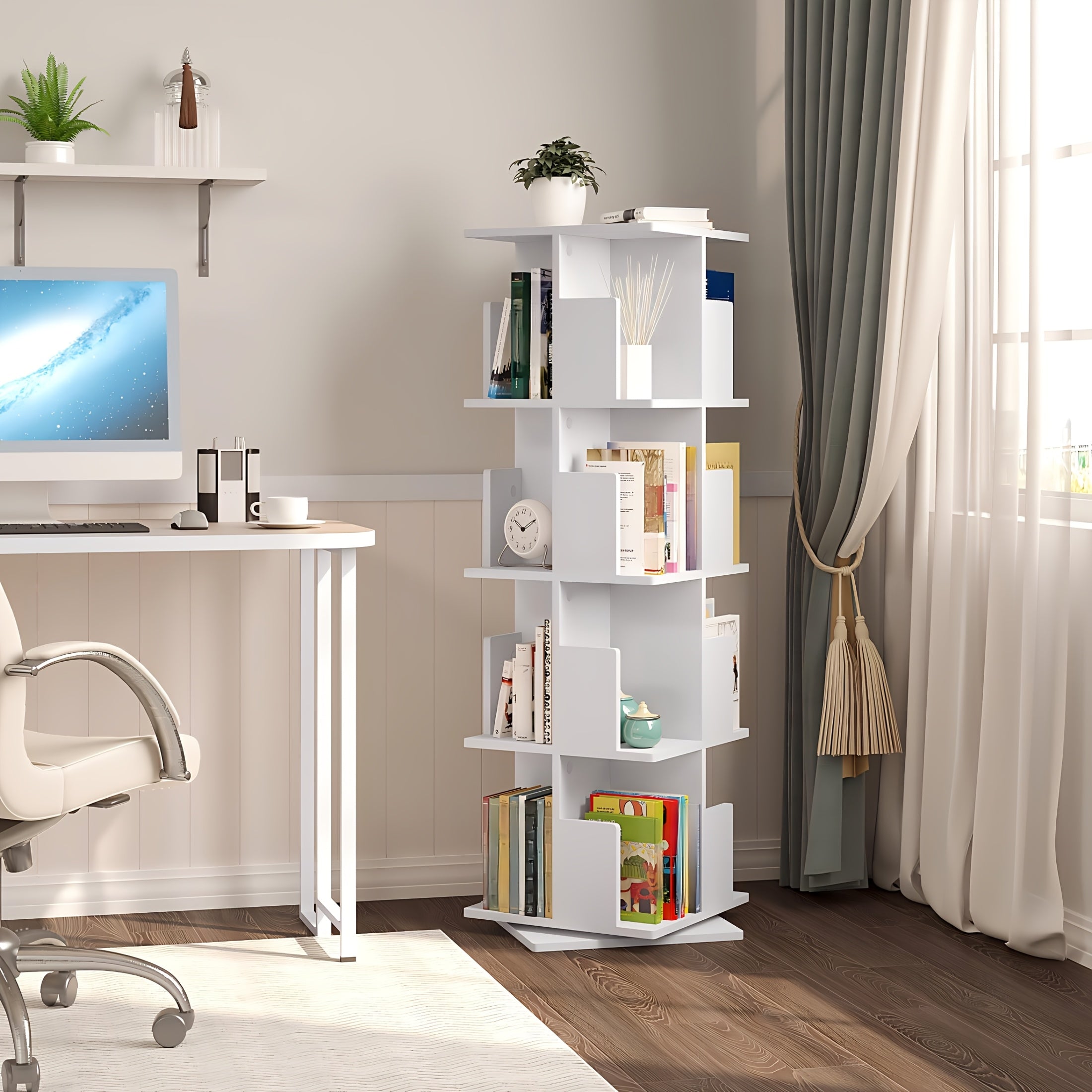 Bücherregal, Weiß für Arbeitszimmer – Detailansicht 6