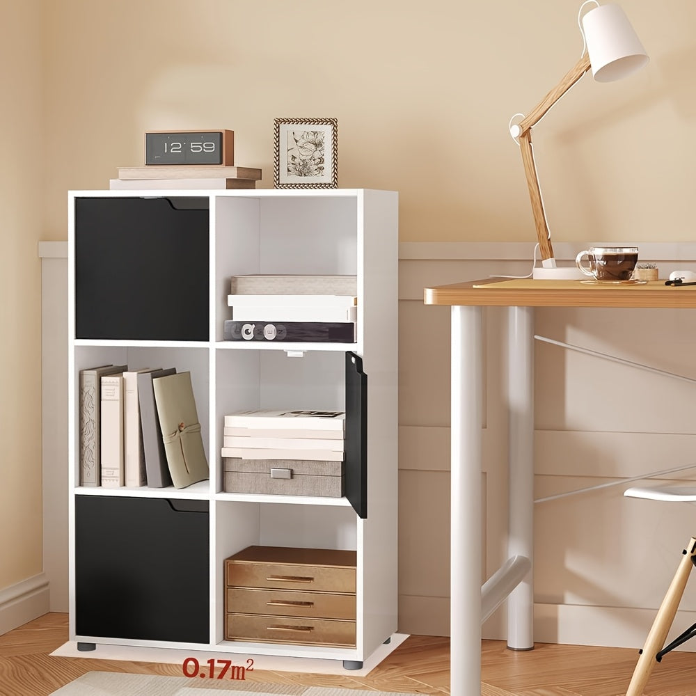 Bücherregal, Weiß+schwarz für Arbeitszimmer – Hauptansicht