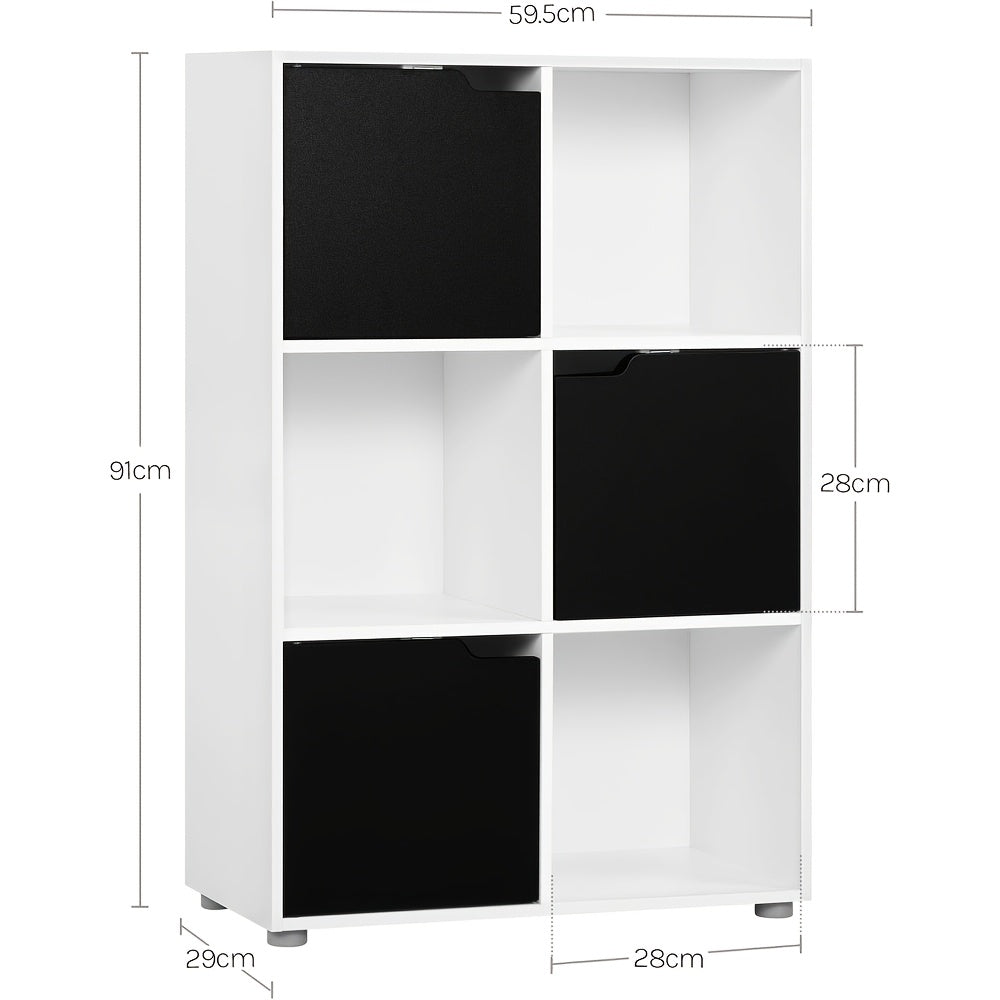 Bücherregal, Weiß+schwarz für Arbeitszimmer – Detailansicht 2