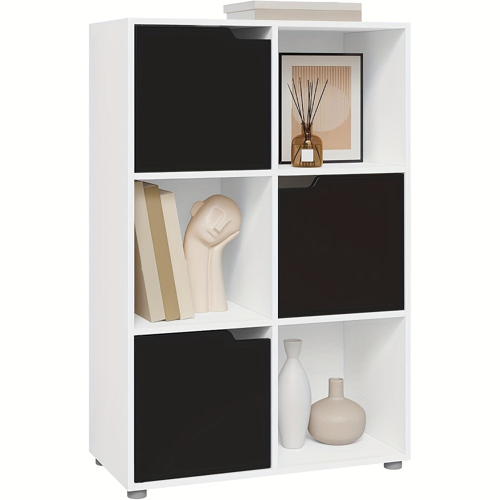 Bücherregal, Weiß+schwarz für Arbeitszimmer – Detailansicht 7